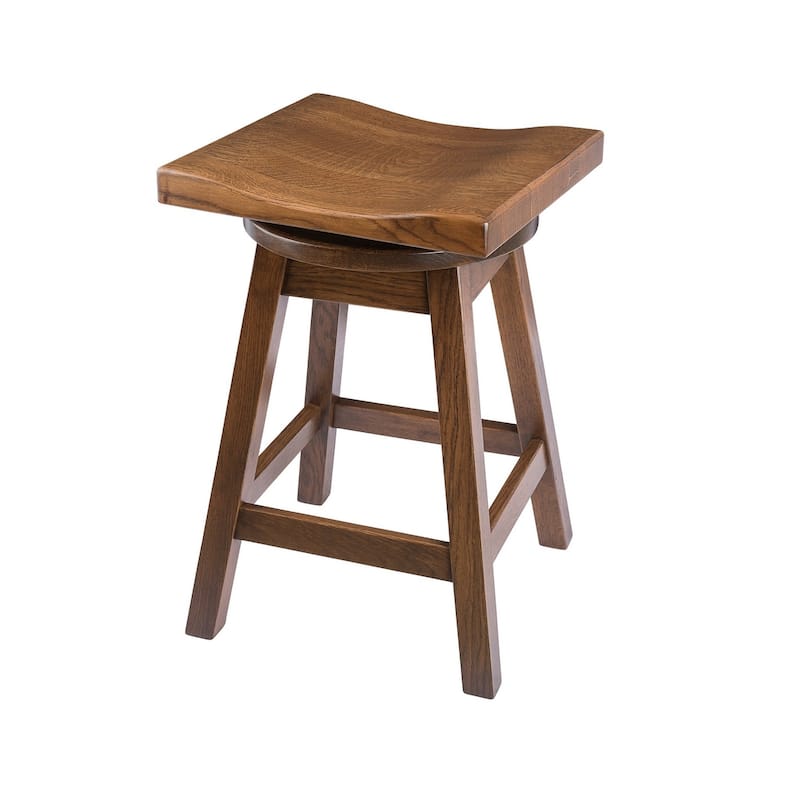 Amish Made Swivel Urban Bar Stool in Quarter Sawn Oak - Cappuccino - Bar Height