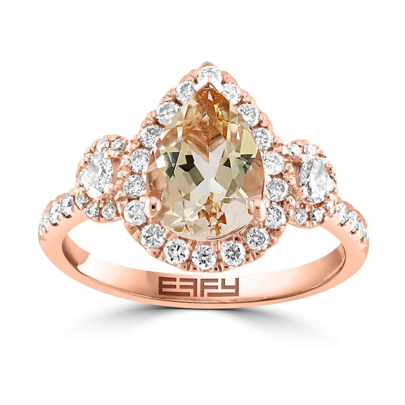 EFFY 14K Gold Diamond, Morganite Pear Ring
