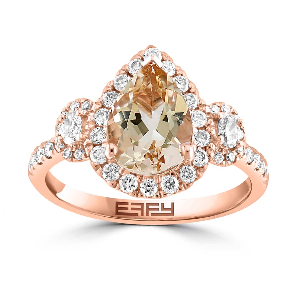 EFFY 14K Gold Diamond, Morganite Pear Ring