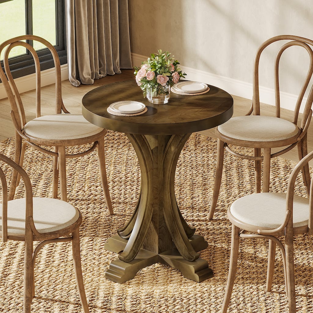 23" Solid Wood Pedestal Dining Table