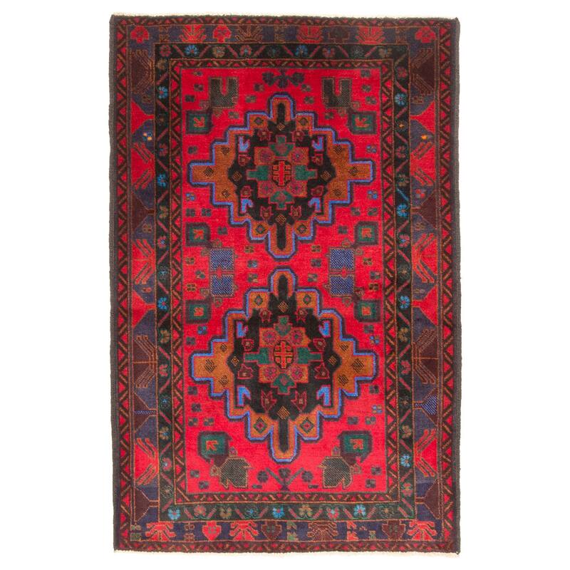 ECARPETGALLERY Hand-knotted Teimani Red Wool Rug - 2'11 x 4'7