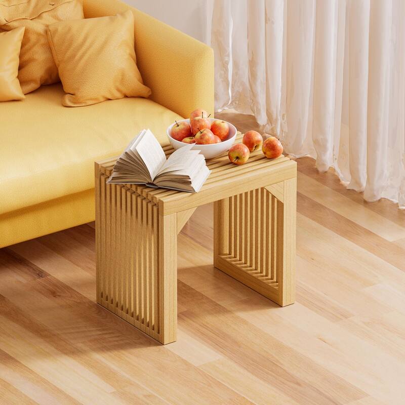 18" Solid Wood Bench Nature for Entryway, Living Room, Kitchen