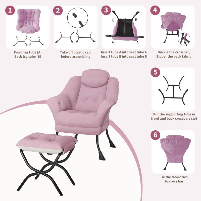 Lazy Chair, Ergonomic Reading Armchair Foldable Footrest, Modern Lounge Chair Removable Washable Cover