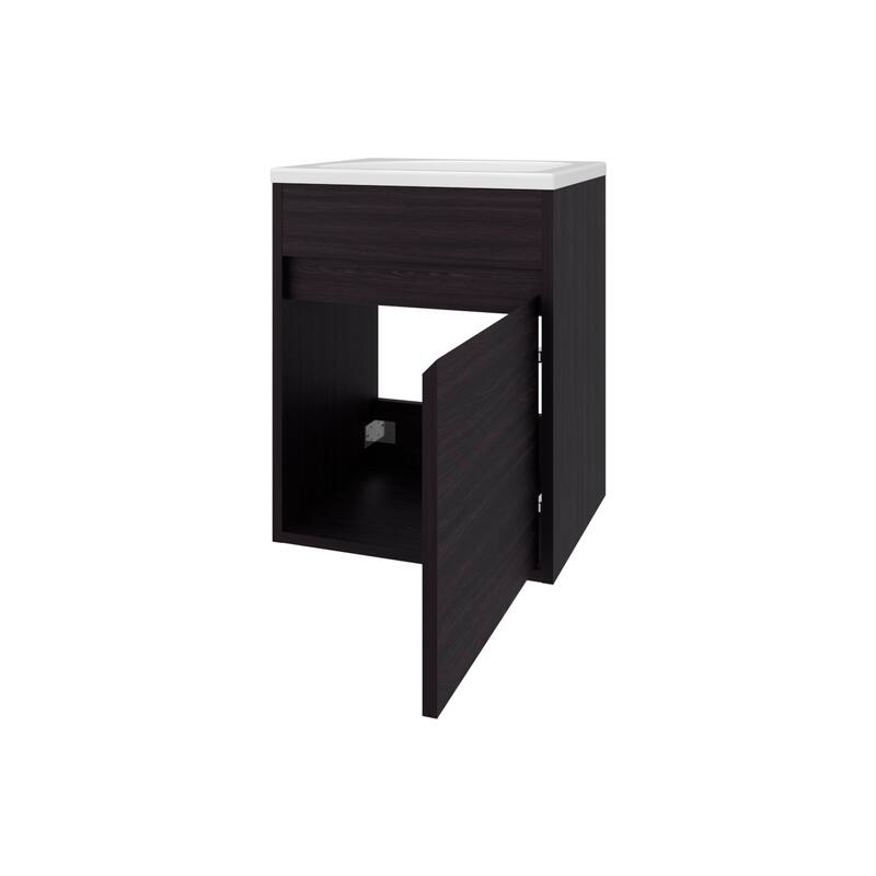 Florence Bathroom Floating Vanity with Sink, 1 Door, Wengue