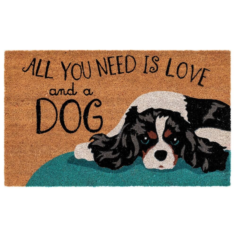 Liora Manne Natura Love And A Dog Outdoor Mat Natural 18"x30"