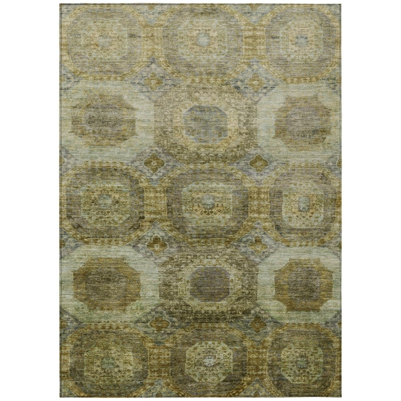 HomeRoots Medallion Transitional Rectangle Outdoor Rug