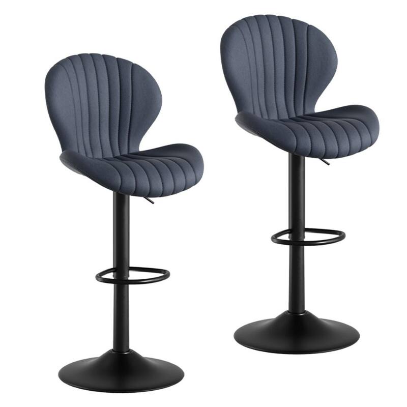Set of 2 Modern Fabric Bar Stool with Iron Frame