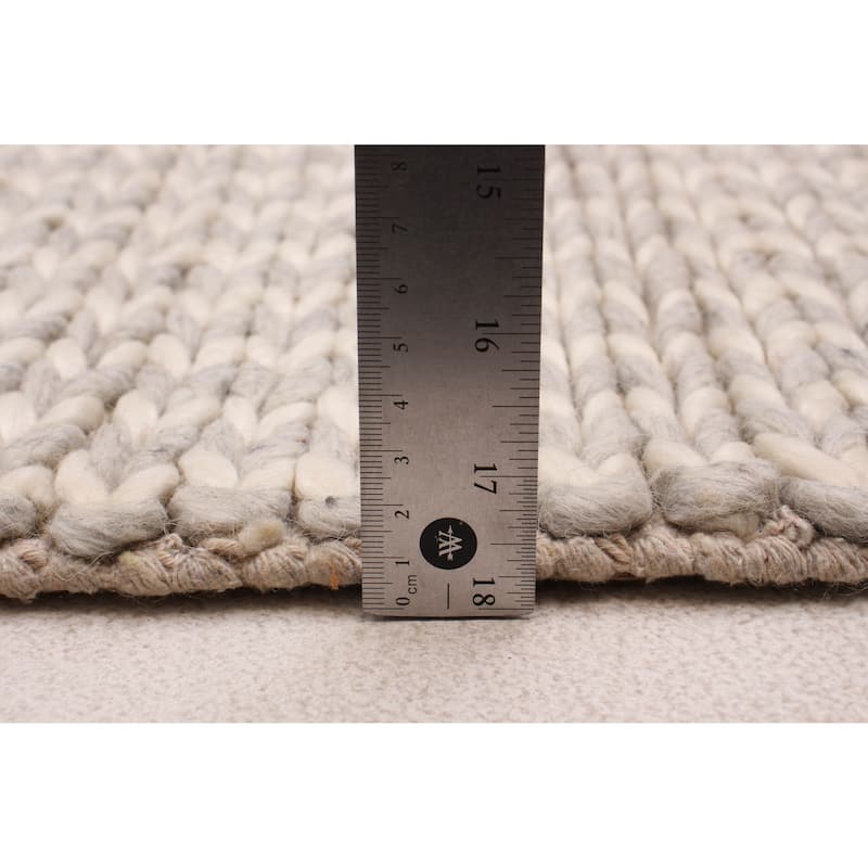 ECARPETGALLERY Braid weave Sienna Grey Wool Rug - 7'5 x 9'9