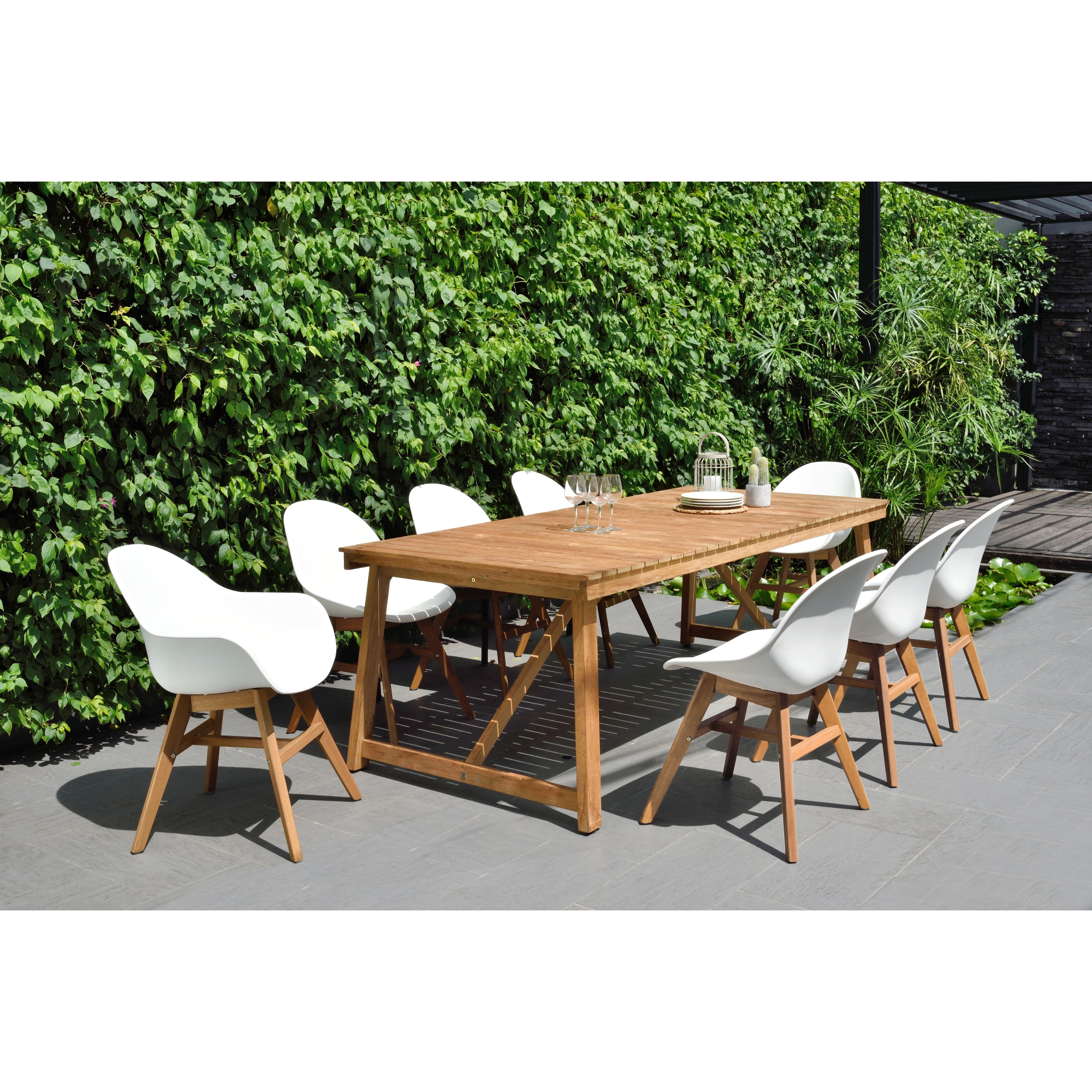 Amazonia Wood Travis Rectangular 9-Piece Patio Dining Set - 9 Piece