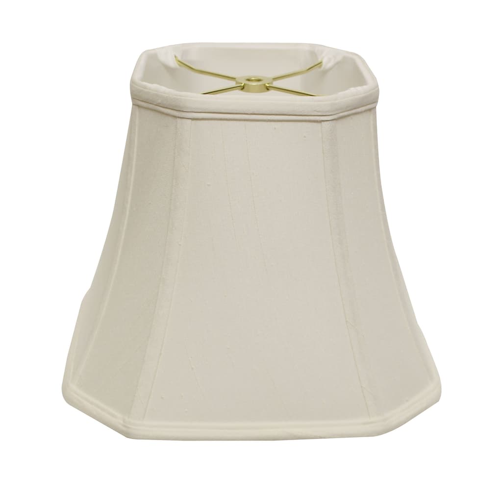 Cut Corner Square Bell Softback Lampshade with Washer Fitter, White Natural Fabric Lampshade for Table Lamps