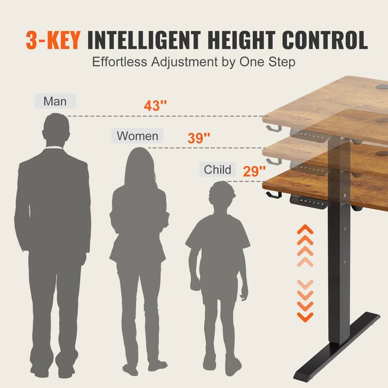 Brown Electric Sit Standing Desk, Adjustable Height, 180 lbs Capacit and Memory Presets