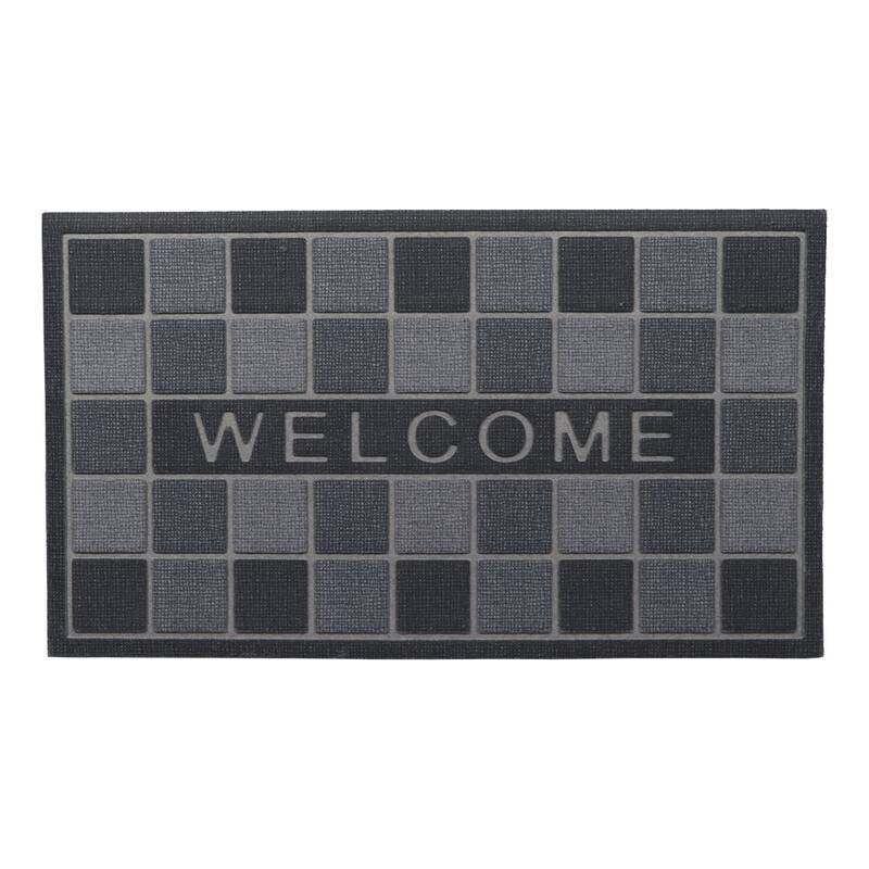 Welcome Rubber Door Mat 30x17 Inches - 30 L x 17 W x 1/4 H