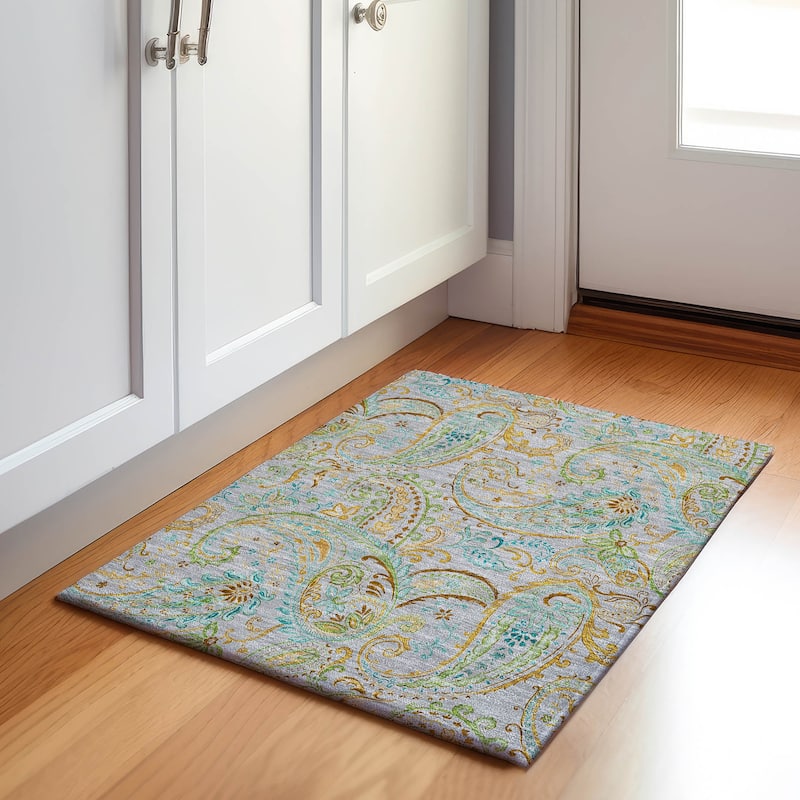 Premium Washable Super Soft Traditional Paisley Mayfield Rug - Gray - 1' 8" x 2' 6" - Rectangle