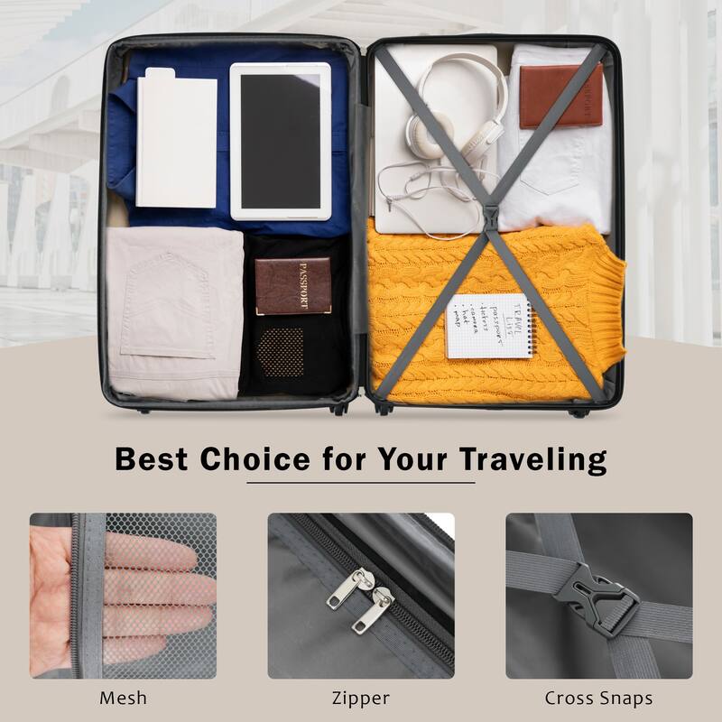 Carry On Lightweight Luggage, Suitcases with Spinner Wheels, 2 Piece Set (20/24), ABS+PC Hardshell Luggage with TSA Lock & Bags