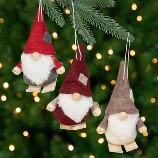 Set of 3 Red and Gray Skiing Gnome Christmas Ornaments 4" - Bed Bath ...