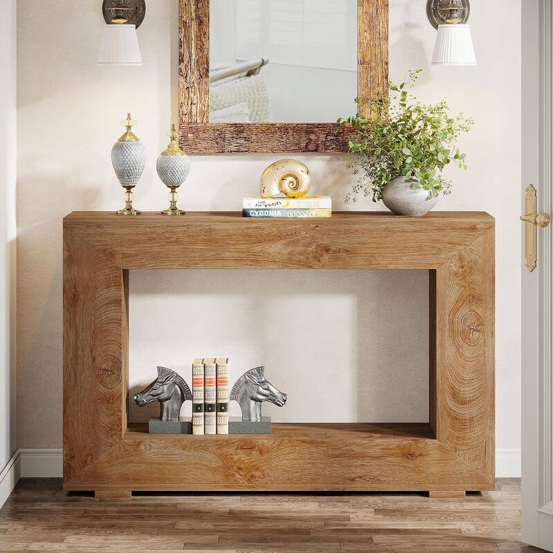 47" Farmhouse Console Table, Entryway Console Table with Storage Shelf for Living Room, Entrance