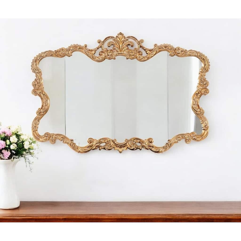 HomeRoots 27" Gold Ornate Scroll Framed Accent Mirror - 38
