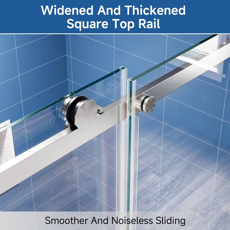 60 in. W x 72 in. H Sliding Semi-Frameless Shower Door with Tempered Glass - 60" x 72"