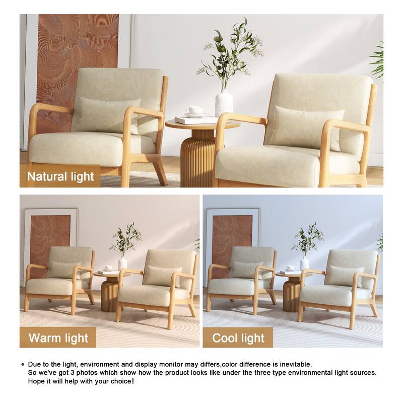 2 Set Mid Century ModernUpholstered Accent Chairs Armchair with Pillow