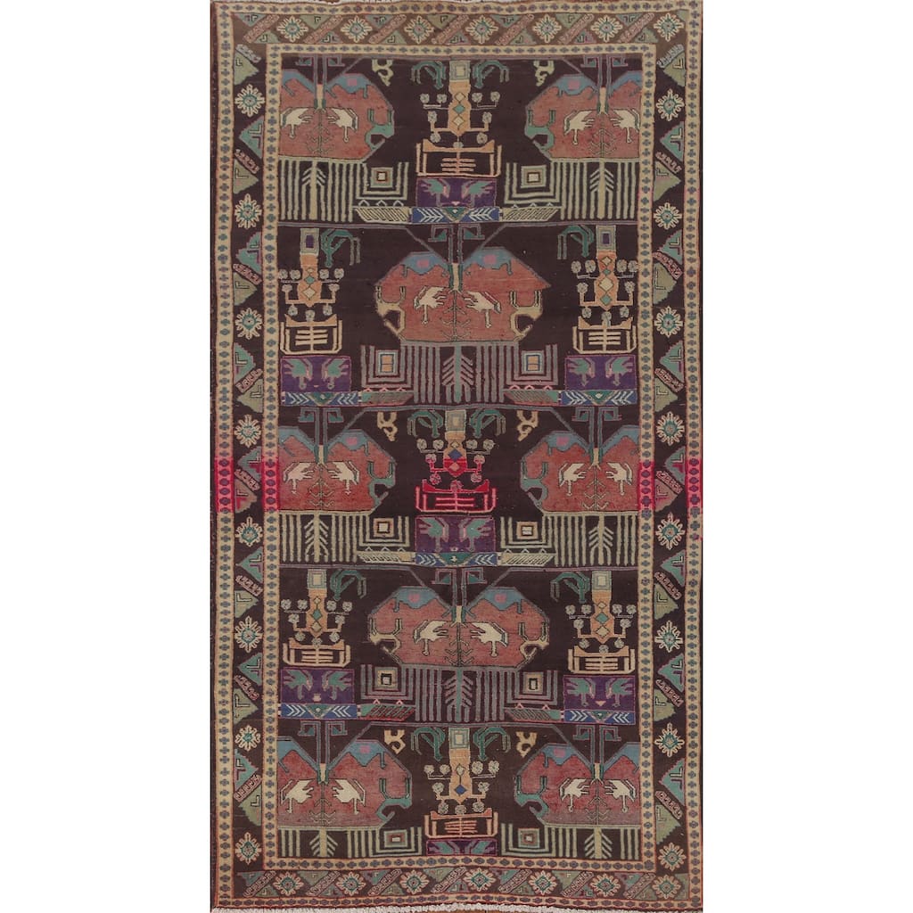 Over-Dyed Ardebil Persian Vintage Area Rug Handmade Wool Carpet - 4'10" x 9'7"