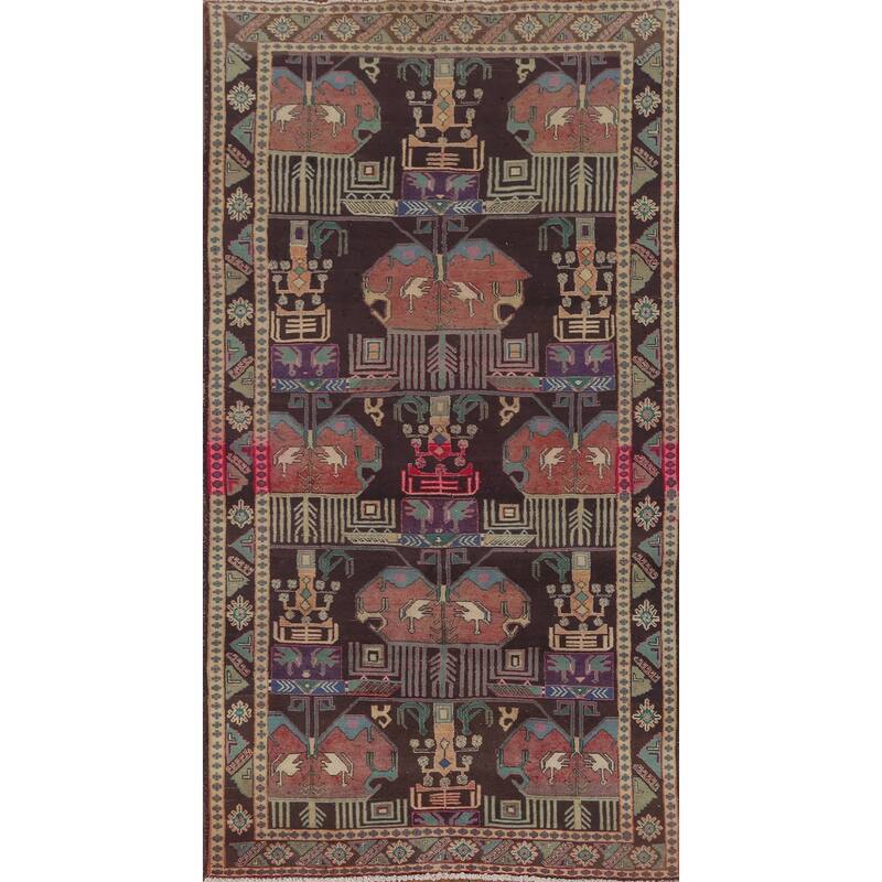 Over-Dyed Ardebil Persian Vintage Area Rug Handmade Wool Carpet - 4'10" x 9'7"