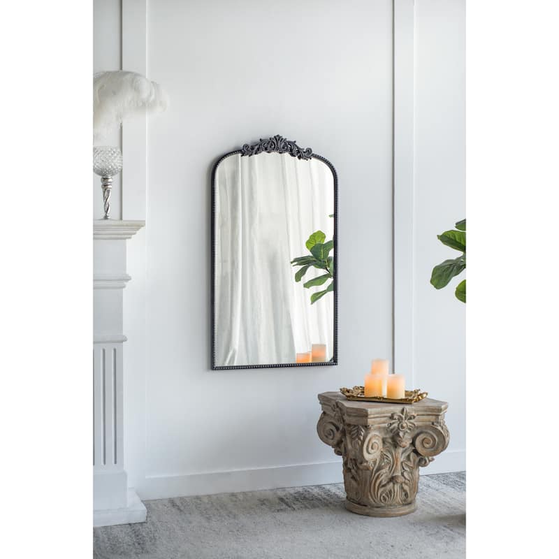 24"x 42" Classic Design Mirror with and Baroque Inspired Frame for Bathroom, Entryway Console Lean Against Wall - Black