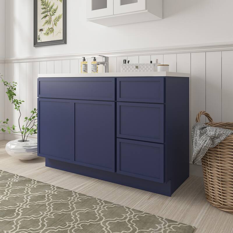 Vanity Art 48" Birch Freestanding Bathroom Vanity Cabinet without Top