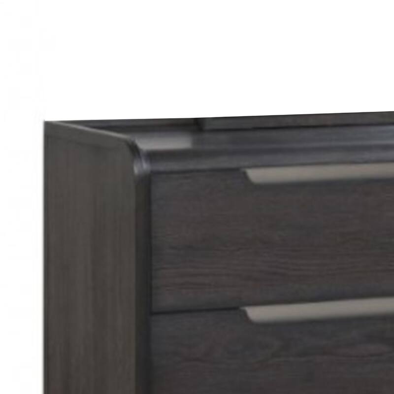 Osko 6 Drawer Wide Dresser, Black Solid Wood with Stainless Steel Trim