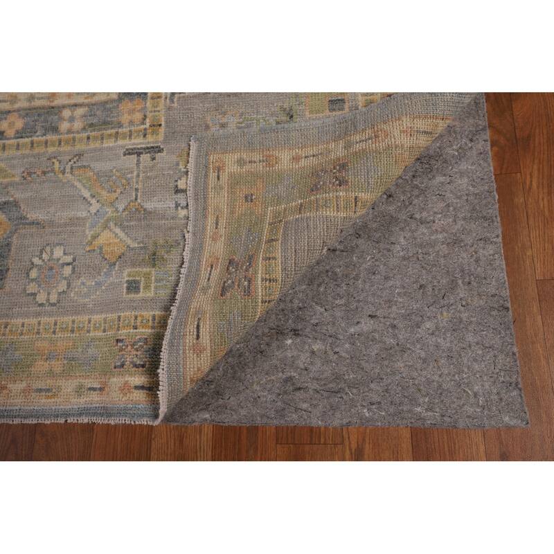 Light Blue Oushak Vegetable Dye Turkish Area Rug Handmade Wool Carpet - 8'5"x 9'11"