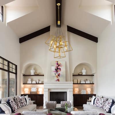 7-Light Multi Cage Industrial Pendant Lamp Stairway Chandelier