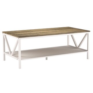 Walker Edison Modern Farmhouse Distressed Wood Rectangle Coffee Table ...