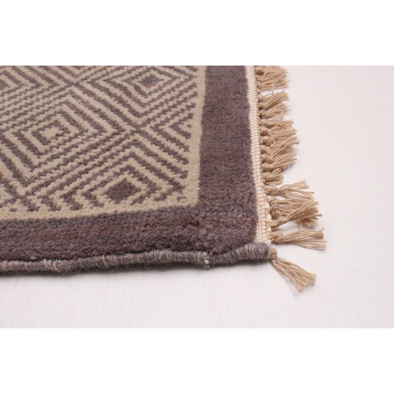 ECARPETGALLERY Machine Woven Lotus Mod Grey Wool Rug - 5'11 x 8'10