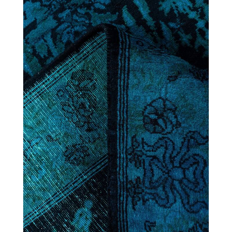 Fine Vibrance, One-of-a-Kind Hand-Knotted Runner Rug - Black, 2' 6" x 8' 7" - 2' 6" x 8' 7"