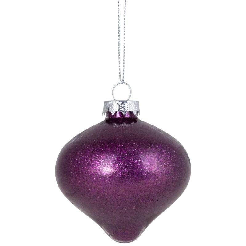 Onion and Glass Ball Christmas Ornaments - 3.25" - Burgundy and Purple - 9ct