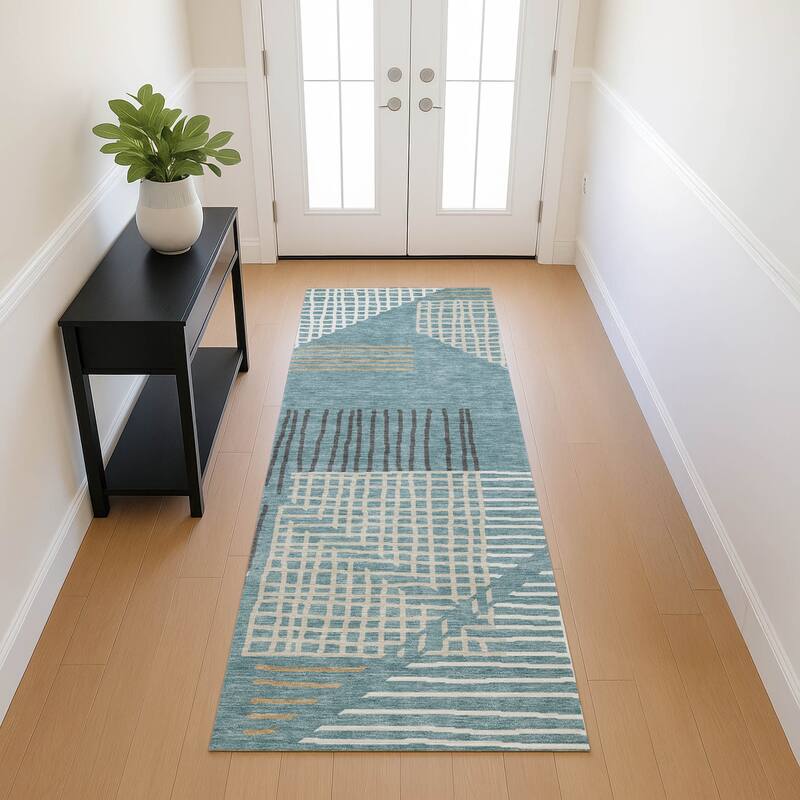 Machine Washable Indoor/ Outdoor Casual Contemporary Chantille Rug