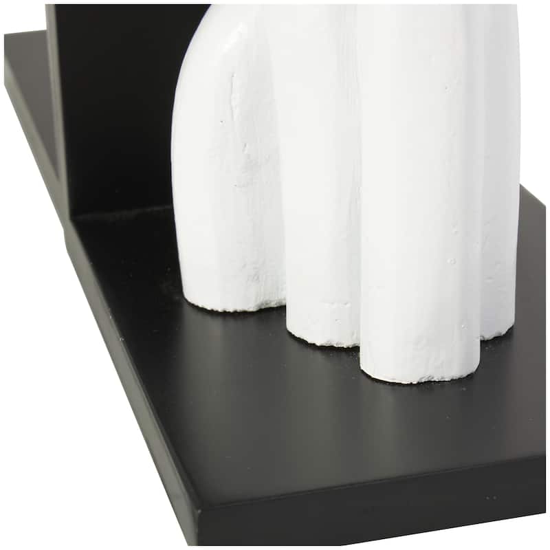 Wooden Layered Arched Decorative Bookends with Black or White Stands - Set of 2 White or Black - CosmoLiving by Cosmopolitan