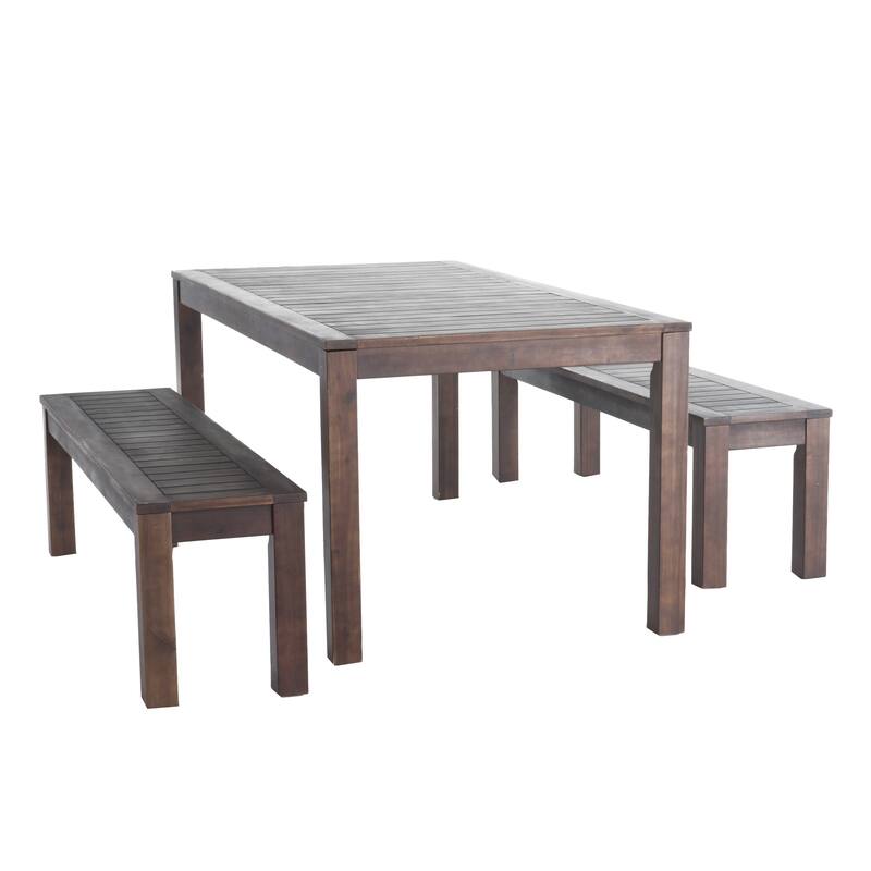 Manila Outdoor Dark Brown Acacia Wood Dining Set by Christopher Knight Home - N/A