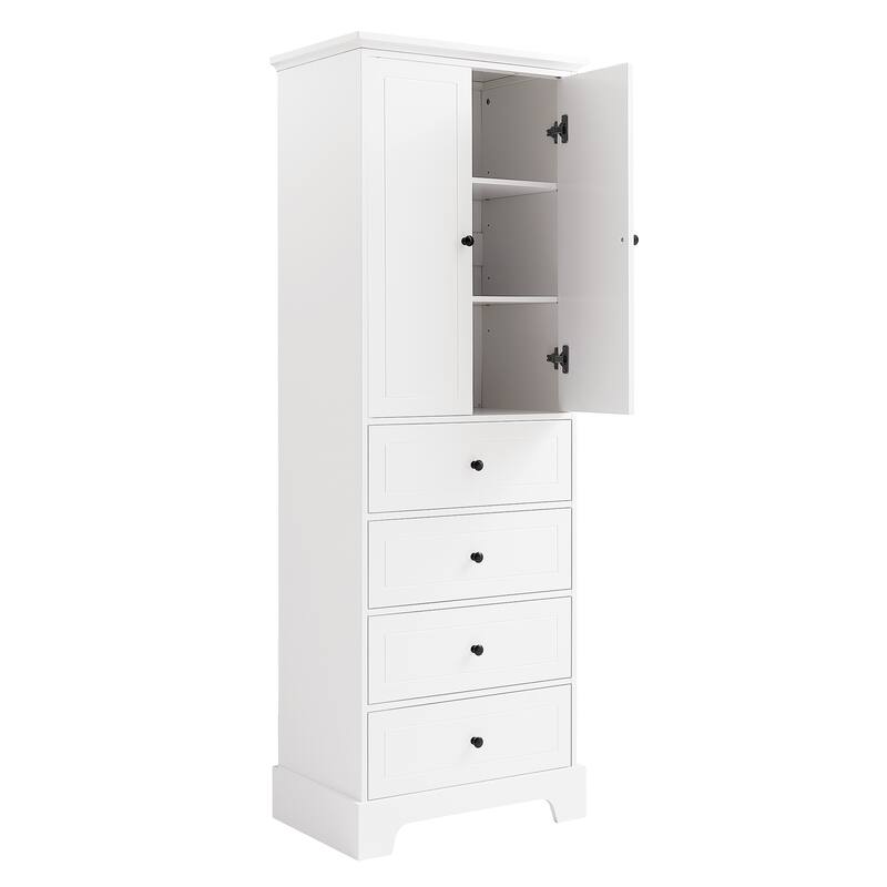 GDFStudio - Evelyn Tall Storage Cabinet with Drawers and Adjustable Shelving for Multi-Room Organization