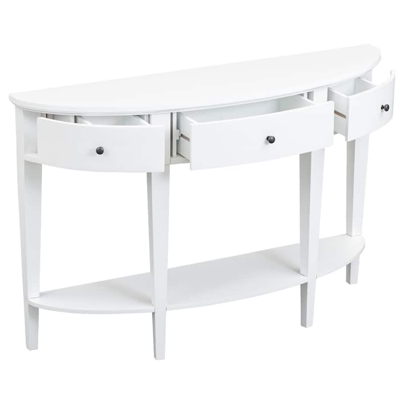 Modern Curved Console Table Sofa Table with 3 drawers and 1 Shelf for Hallway, Entryway, Living Room