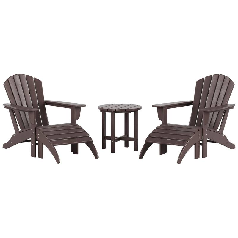 Altura Outdoor Eco-Friendly All Weather Adirondack Chair with Ottoman and Side Table (5-Piece Conversation Set)