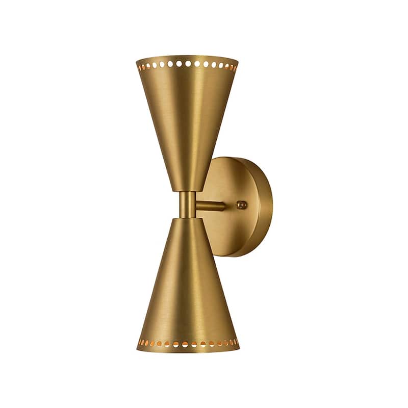 2-Light Mid-century Dual Cone Hourglass Up Down Wall Sconce