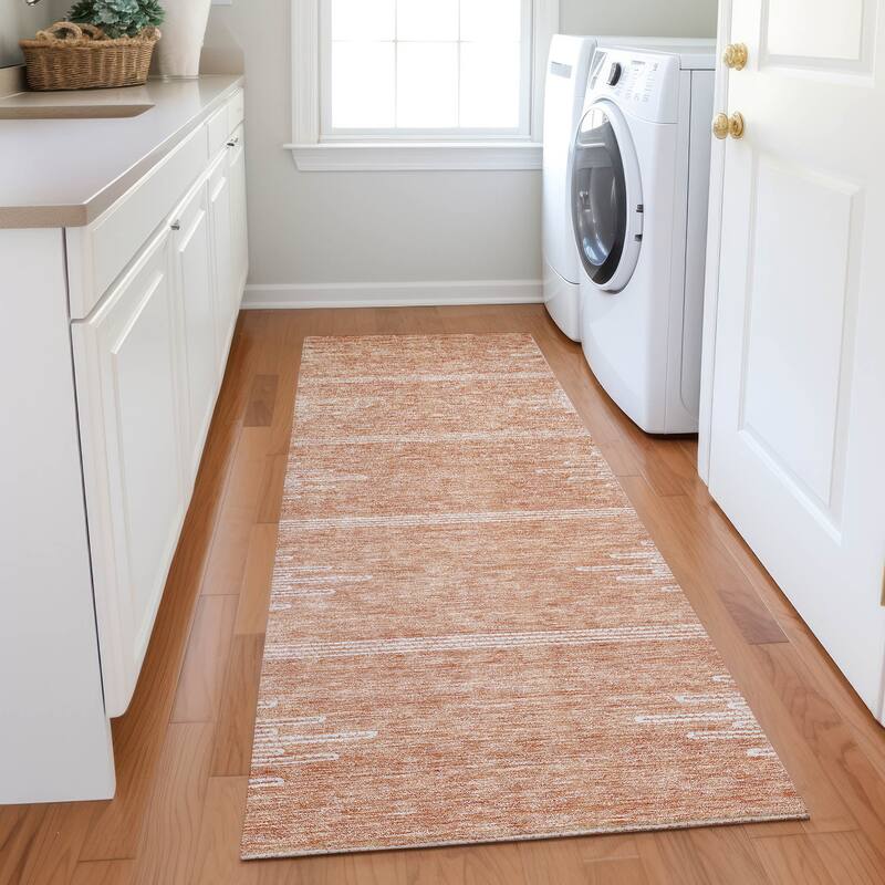 Machine Washable Indoor/ Outdoor Boho Moroccan Rug - Salmon - 2'3" x 7'6"