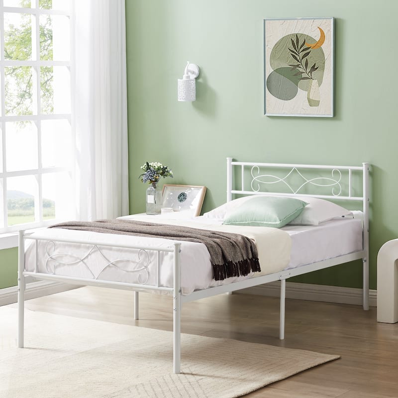Metal Bed Frame with Headboard and Footboard- Twin/Full/Queen Size Bed