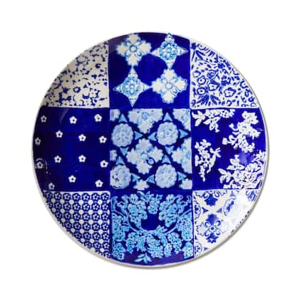 Lisbon Blue Ceramic Dinner Plate - Everyday Dining Plate, Dishwasher Safe, 9.8" x 9.8" x 1.3"