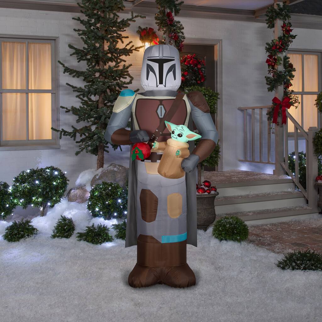 Gemmy Christmas Inflatable Mandalorian™ with Grogu™, 6.5 ft Tall