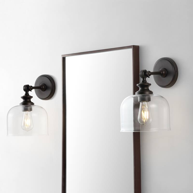 SAFAVIEH Lighting Dieke Wall Sconce - 8" x 9.5" x 11.5" - Oil Rubbed Bronze/Clear - 10Wx8Dx12H
