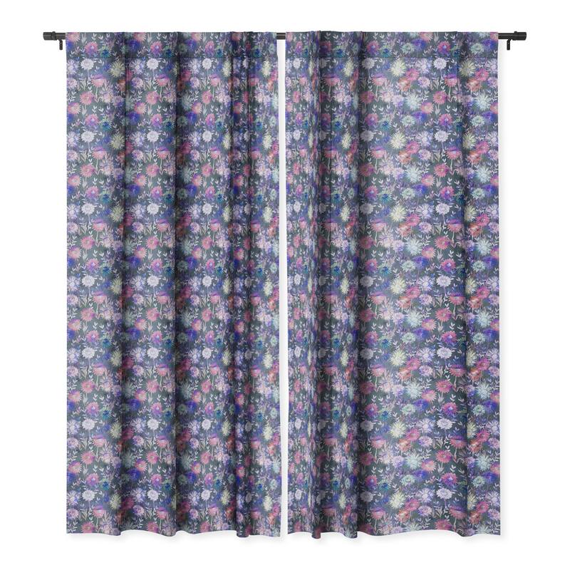 Blackout Gillian Floral Grey Made-to-Order Curtain Panel (One Panel)
