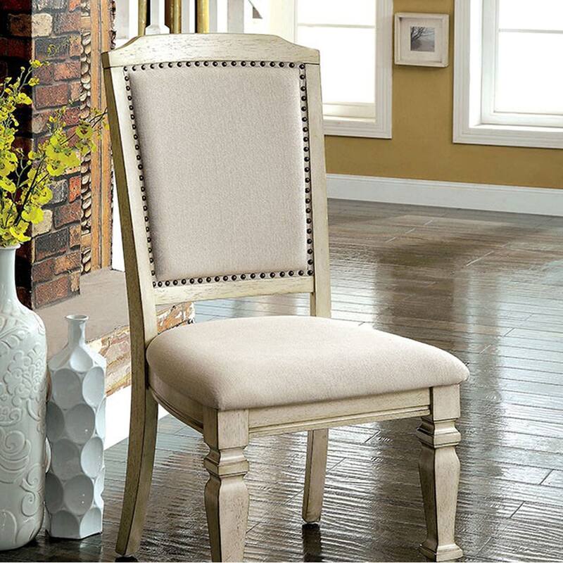 Holcroft Transitional Side Chair, Antique White, Set of two