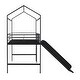 preview thumbnail 10 of 36, Metal House Loft Bed With Slide, Twin Size