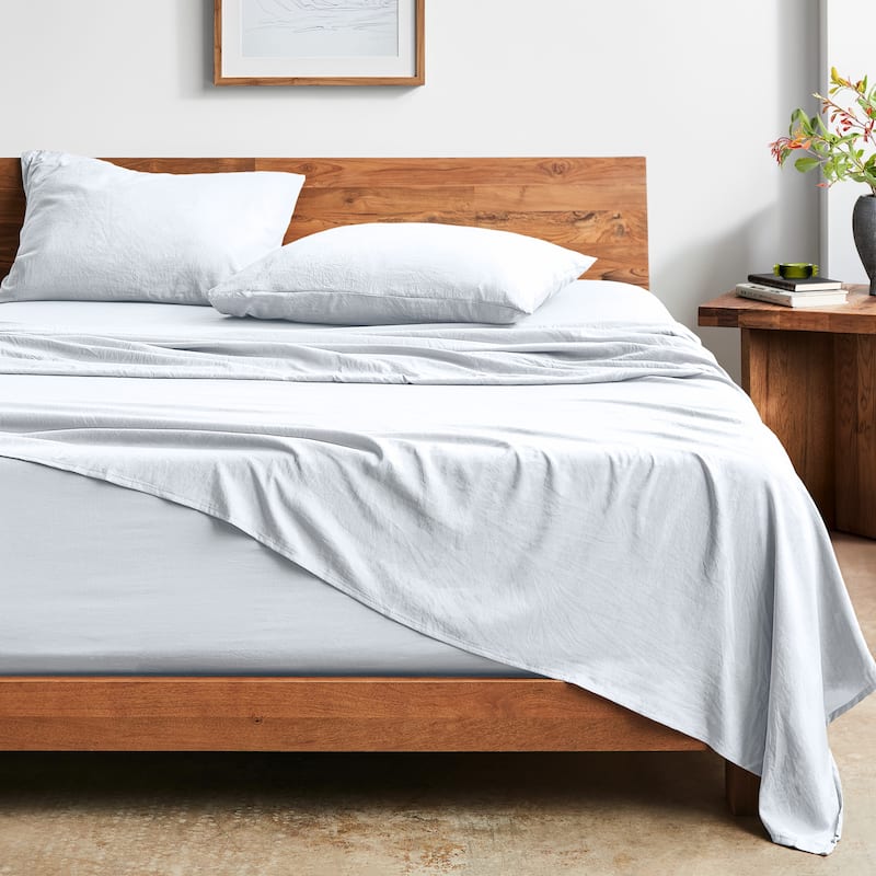 Bare Home Washed Microfiber Deep Pocket Sheet Set - King - White